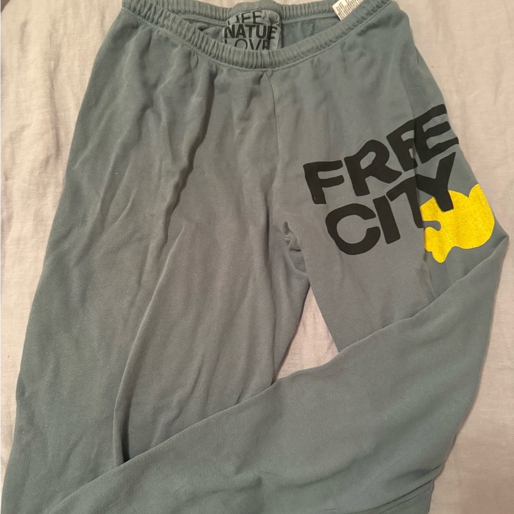 freecity Blue Joggers with Yellow Accent